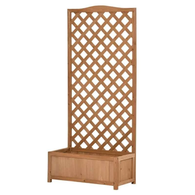 Outsunny Wooden Garden Planter With Trellis - Brown - 845-635V01 2 Outsunny Wooden Garden Planter With Trellis - Brown - 845-635V01 - Image 2