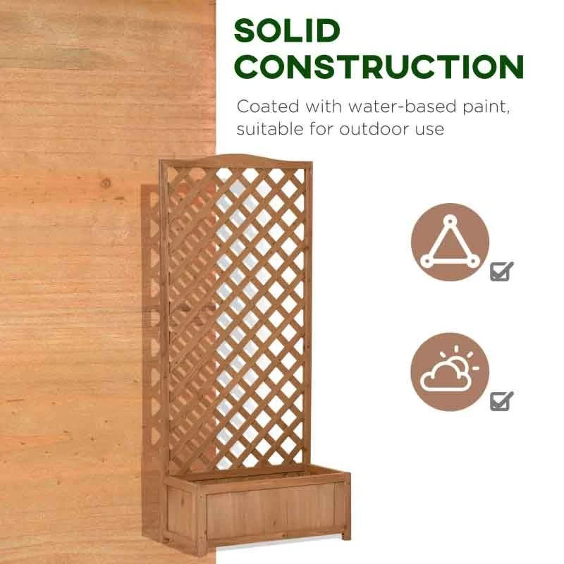 Outsunny Wooden Garden Planter With Trellis - Brown - 845-635V01 6 Outsunny Wooden Garden Planter With Trellis - Brown - 845-635V01 - Image 6