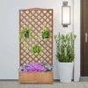 Outsunny Wooden Garden Planter With Trellis - Brown - 845-635V01