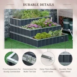 Outsunny 3 Tier Raised Garden Planter - Grey - 845-640CG -OUTSUNNY Sales Shop outsunny 845640cg 3
