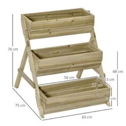 Outsunny 3 Tier Raised Wooden Planter Grow Box - Green - 845-647GN -OUTSUNNY Sales Shop outsunny 845647gn dimensions