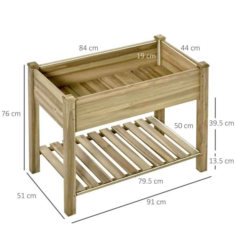 Outsunny Raised Garden Planter With Storage Shelf - Brown - 845-661 4 Outsunny Raised Garden Planter With Storage Shelf - Brown - 845-661 - Image 4