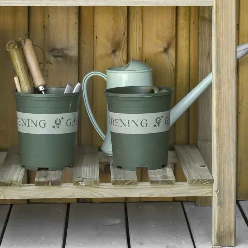 Outsunny Raised Garden Planter With Storage Shelf - Brown - 845-661 6 Outsunny Raised Garden Planter With Storage Shelf - Brown - 845-661 - Image 6