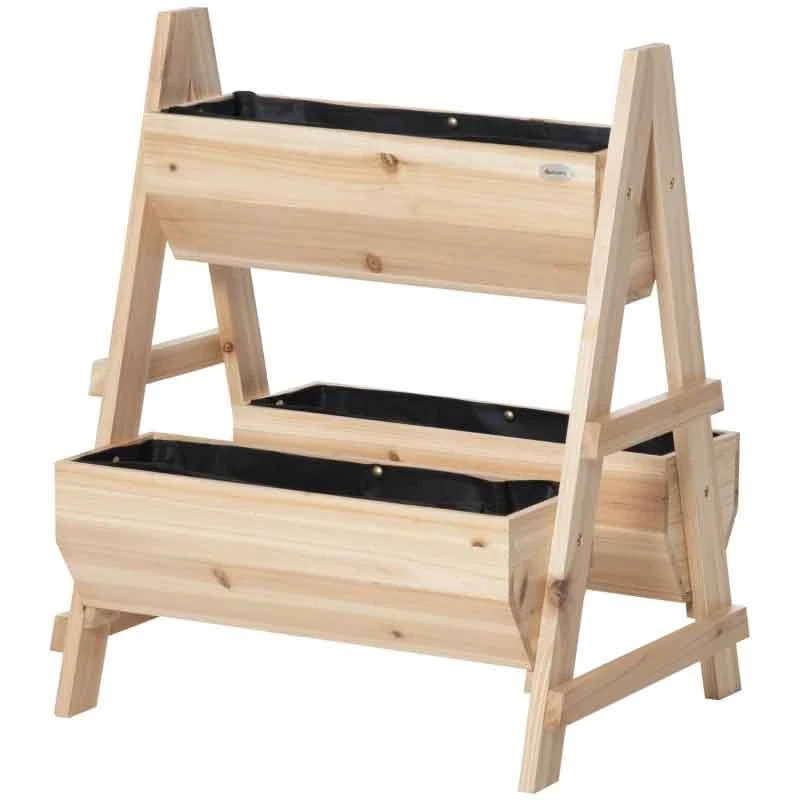 Outsunny Wooden Garden Planter - Brown - 845-683 2 Outsunny Wooden Garden Planter - Brown - 845-683 - Image 2