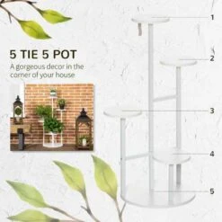 Outsunny 5 Tier Corner Plant Stand - White - 845-758V00WT 17 Outsunny 5 Tier Corner Plant Stand - White - 845-758V00WT -OUTSUNNY Sales Shop outsunny 845758v00wt 1