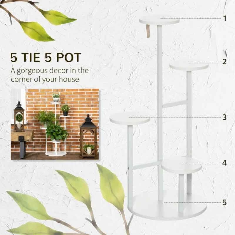 Outsunny 5 Tier Corner Plant Stand - White - 845-758V00WT 9 Outsunny 5 Tier Corner Plant Stand - White - 845-758V00WT - Image 9