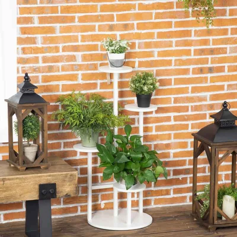 Outsunny 5 Tier Corner Plant Stand - White - 845-758V00WT 2 Outsunny 5 Tier Corner Plant Stand - White - 845-758V00WT - Image 2