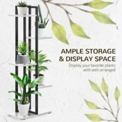Outsunny 5 Tier Corner Plant Stand - White/Black - 845-759V00WT -OUTSUNNY Sales Shop outsunny 845759v00wt 1