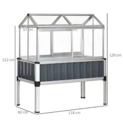 Outsunny Galvanised Steel Raised Garden Planter With Greenhouse - Grey/Silver - 845-771V00CG -OUTSUNNY Sales Shop outsunny 845771v00cg dimensions