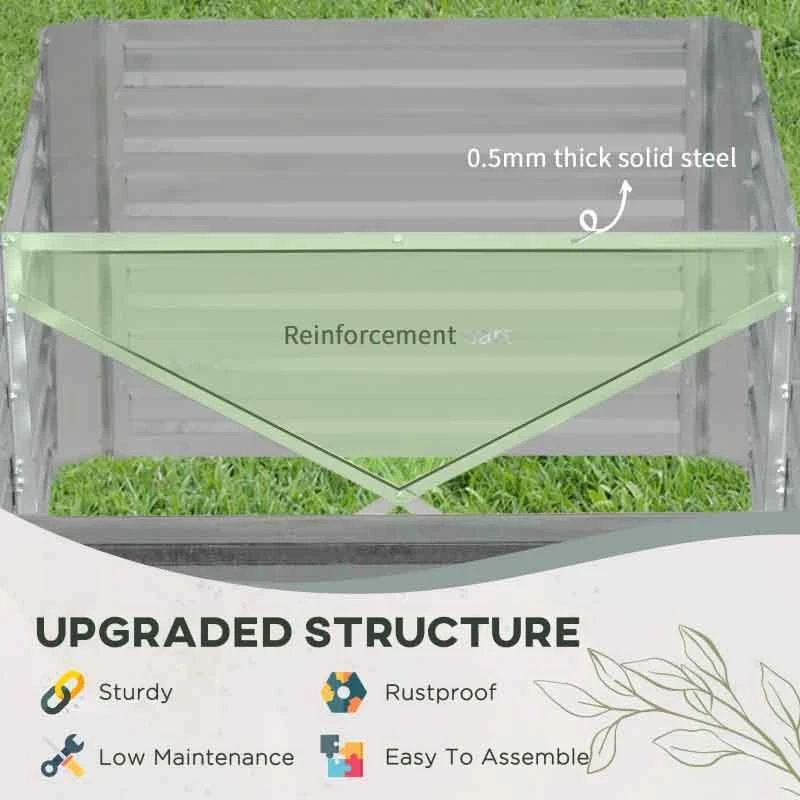 Outsunny Raised Bed With Multi-Reinforced Rods - Grey - 845-774V00LG 8 Outsunny Raised Bed With Multi-Reinforced Rods - Grey - 845-774V00LG - Image 8