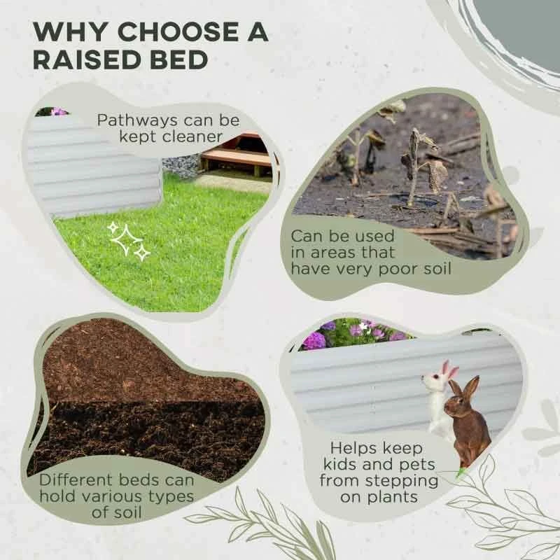 Outsunny Raised Bed With Multi-Reinforced Rods - Grey - 845-774V00LG 7 Outsunny Raised Bed With Multi-Reinforced Rods - Grey - 845-774V00LG - Image 7