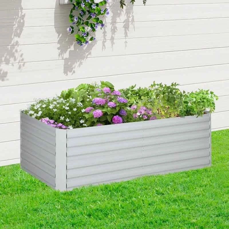 Outsunny Raised Bed With Multi-Reinforced Rods - Grey - 845-774V00LG 2 Outsunny Raised Bed With Multi-Reinforced Rods - Grey - 845-774V00LG - Image 2