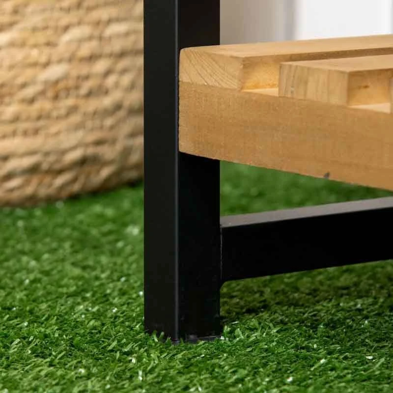 Outsunny 3 Tier Plant Stand With Hanging Hooks - Natural/Black - 845-788V00ND 6 Outsunny 3 Tier Plant Stand With Hanging Hooks - Natural/Black - 845-788V00ND - Image 6