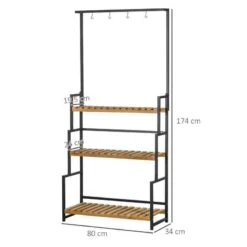 Outsunny 3 Tier Plant Stand With Hanging Hooks - Natural/Black - 845-788V00ND 14 Outsunny 3 Tier Plant Stand With Hanging Hooks - Natural/Black - 845-788V00ND -OUTSUNNY Sales Shop outsunny 845788v00nd dimensions