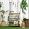 Outsunny 3 Tier Plant Stand With Hanging Hooks - Natural/Black - 845-788V00ND -OUTSUNNY Sales Shop outsunny 845788v00nd main image