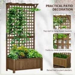 Outsunny Wood Planter With Trellis - Brown - 845-792V00CF -OUTSUNNY Sales Shop outsunny 845792v00cf 1