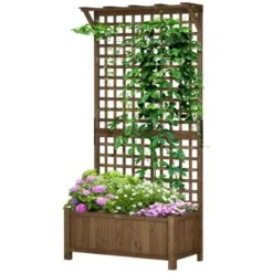 Outsunny Wood Planter With Trellis - Brown - 845-792V00CF -OUTSUNNY Sales Shop outsunny 845792v00cf main view1
