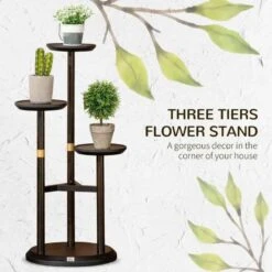 Outsunny 3 Tier Corner Plant Stand - Dark Walnut - 845-811V00DW 19 Outsunny 3 Tier Corner Plant Stand - Dark Walnut - 845-811V00DW -OUTSUNNY Sales Shop outsunny 845811v00dw 1