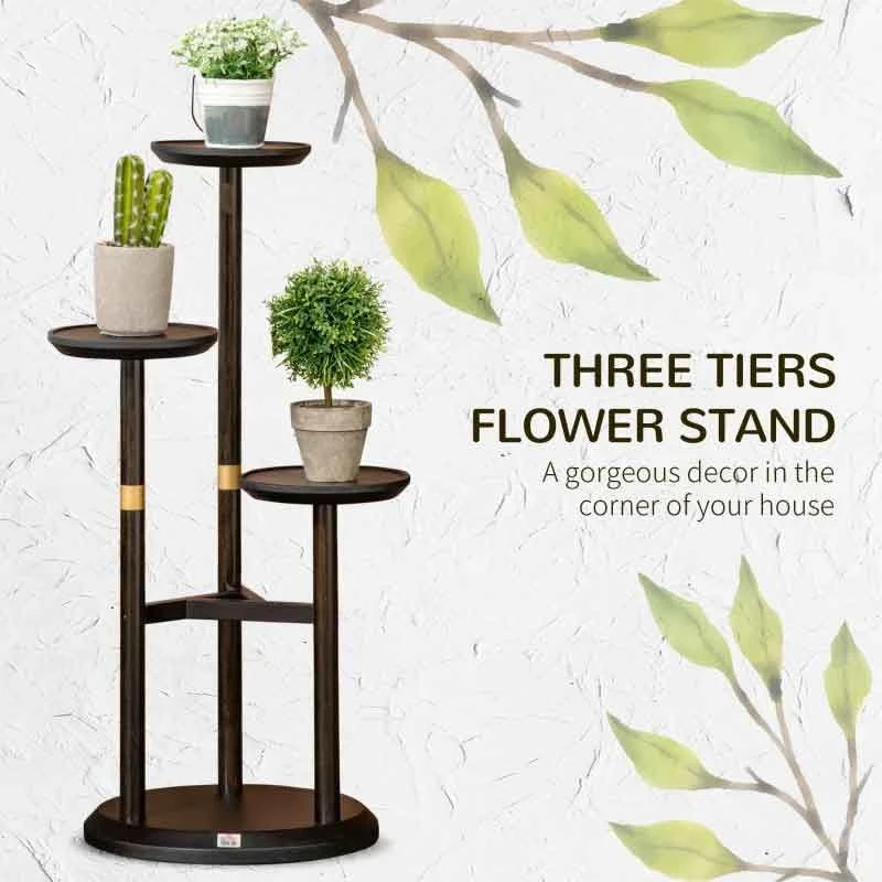 Outsunny 3 Tier Corner Plant Stand - Dark Walnut - 845-811V00DW 10 Outsunny 3 Tier Corner Plant Stand - Dark Walnut - 845-811V00DW - Image 10