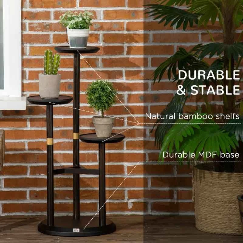 Outsunny 3 Tier Corner Plant Stand - Dark Walnut - 845-811V00DW 9 Outsunny 3 Tier Corner Plant Stand - Dark Walnut - 845-811V00DW - Image 9
