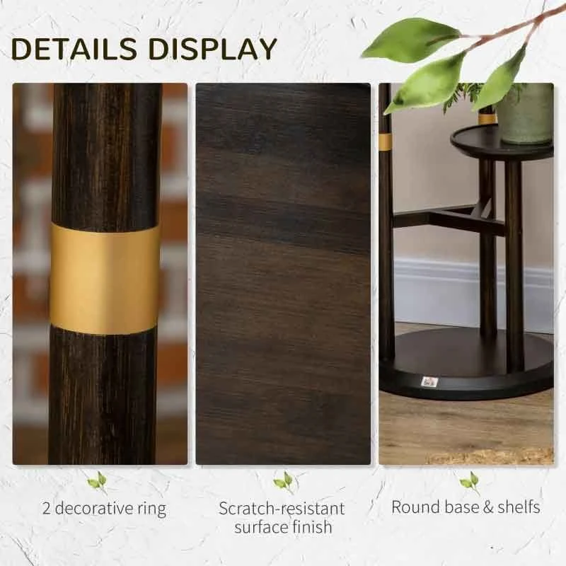Outsunny 3 Tier Corner Plant Stand - Dark Walnut - 845-811V00DW 8 Outsunny 3 Tier Corner Plant Stand - Dark Walnut - 845-811V00DW - Image 8