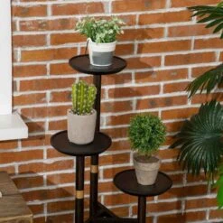 Outsunny 3 Tier Corner Plant Stand - Dark Walnut - 845-811V00DW 12 Outsunny 3 Tier Corner Plant Stand - Dark Walnut - 845-811V00DW -OUTSUNNY Sales Shop outsunny 845811v00dw lifestyle1