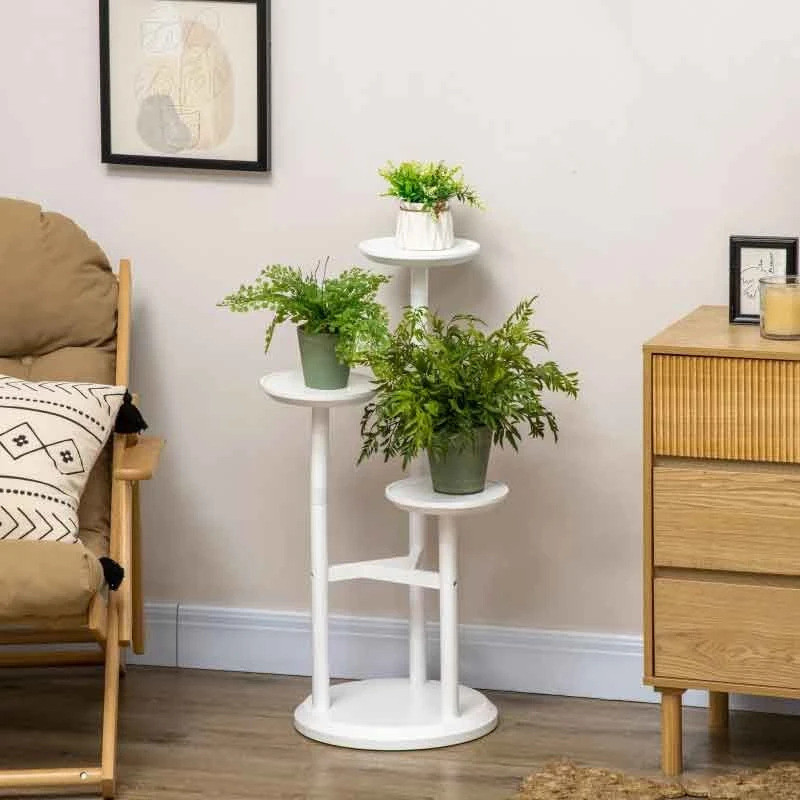 Outsunny 3 Tier Corner Plant Stand - White - 845-811V00WT 1 Outsunny 3 Tier Corner Plant Stand - White - 845-811V00WT