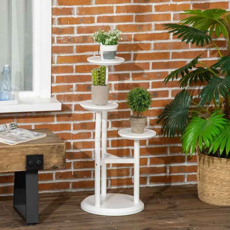 Outsunny 3 Tier Corner Plant Stand - White - 845-811V00WT 2 Outsunny 3 Tier Corner Plant Stand - White - 845-811V00WT - Image 2