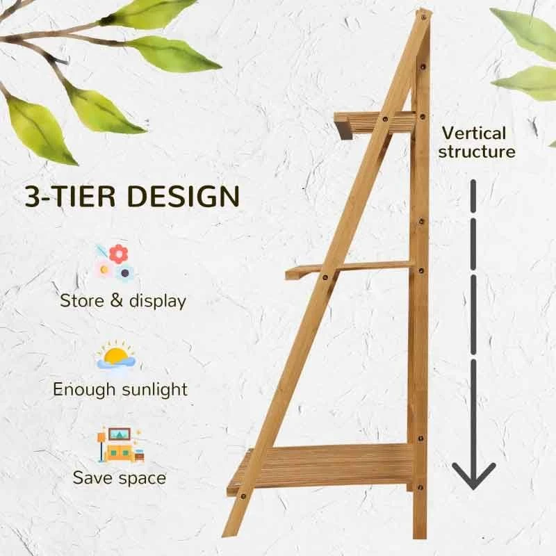 Outsunny 3 Tier Plant Stand - Natural - 845-812V00ND 10 Outsunny 3 Tier Plant Stand - Natural - 845-812V00ND - Image 10