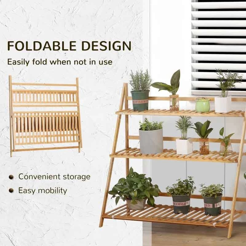 Outsunny 3 Tier Plant Stand - Natural - 845-812V00ND 9 Outsunny 3 Tier Plant Stand - Natural - 845-812V00ND - Image 9