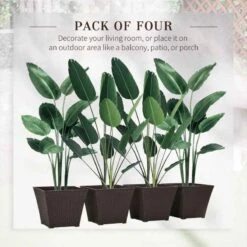 Outsunny Rattan Effect Plant Pots - Pack Of 4 - Brown - 845-822V00BN -OUTSUNNY Sales Shop outsunny 845822v00bn 1