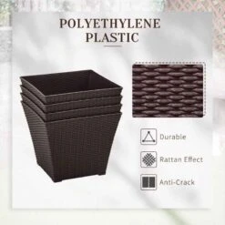 Outsunny Rattan Effect Plant Pots - Pack Of 4 - Brown - 845-822V00BN -OUTSUNNY Sales Shop outsunny 845822v00bn 2