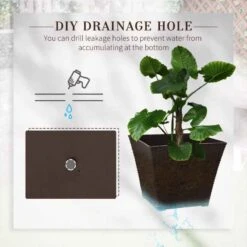 Outsunny Rattan Effect Plant Pots - Pack Of 4 - Brown - 845-822V00BN -OUTSUNNY Sales Shop outsunny 845822v00bn 3