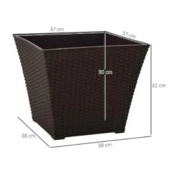 Outsunny Rattan Effect Plant Pots - Pack Of 4 - Brown - 845-822V00BN -OUTSUNNY Sales Shop outsunny 845822v00bn dimensions