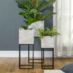 Outsunny Metal Plant Stand With Pot - Set Of 3 - Grey/Black - 845-828V00GY 10 Outsunny Metal Plant Stand With Pot - Set Of 3 - Grey/Black - 845-828V00GY -OUTSUNNY Sales Shop outsunny 845828v00gy lifestyle