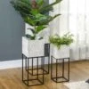 Outsunny Metal Plant Stand With Pot - Set Of 3 - Grey/Black - 845-828V00GY -OUTSUNNY Sales Shop outsunny 845828v00gy lifestyle1