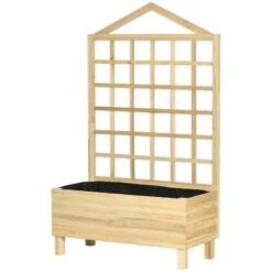 Outsunny Garden Planters With Trellis - Natural - 845-883V01ND -OUTSUNNY Sales Shop outsunny 845883v01nd main view 1