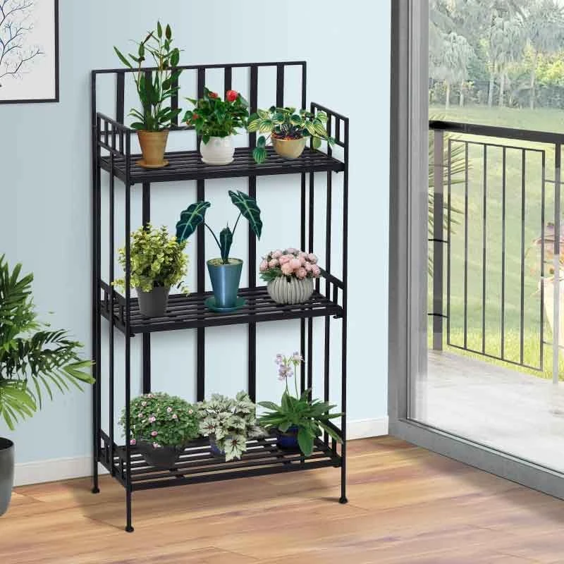 Outsunny 3 Tier Metal Plant Stand - Black - 84B-274 1 Outsunny 3 Tier Metal Plant Stand - Black - 84B-274