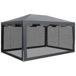 Outsunny Garden Gazebo Marquee With Mesh Curtains 4000x3000mm - Dark Grey - 84C-022GY -OUTSUNNY Sales Shop outsunny 84c 022gy 11