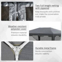 Outsunny Garden Gazebo Marquee With Mesh Curtains 4000x3000mm - Dark Grey - 84C-022GY -OUTSUNNY Sales Shop outsunny 84c 022gy 5