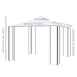 Outsunny 2 Tier Garden Gazebo With Mesh Curtains 3000x3000mm - Cream White - 84C-028 -OUTSUNNY Sales Shop outsunny 84c 028 2