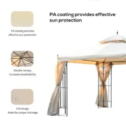 Outsunny 2 Tier Garden Gazebo With Mesh Curtains 3000x3000mm - Cream White - 84C-028 -OUTSUNNY Sales Shop outsunny 84c 028 5