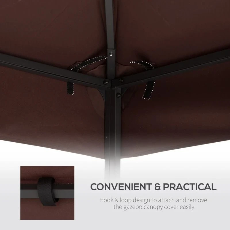 Outsunny 2 Tier Gazebo Replacement Canopy 3000x3000mm - Coffee - 84C-041 6 Outsunny 2 Tier Gazebo Replacement Canopy 3000x3000mm - Coffee - 84C-041 - Image 6