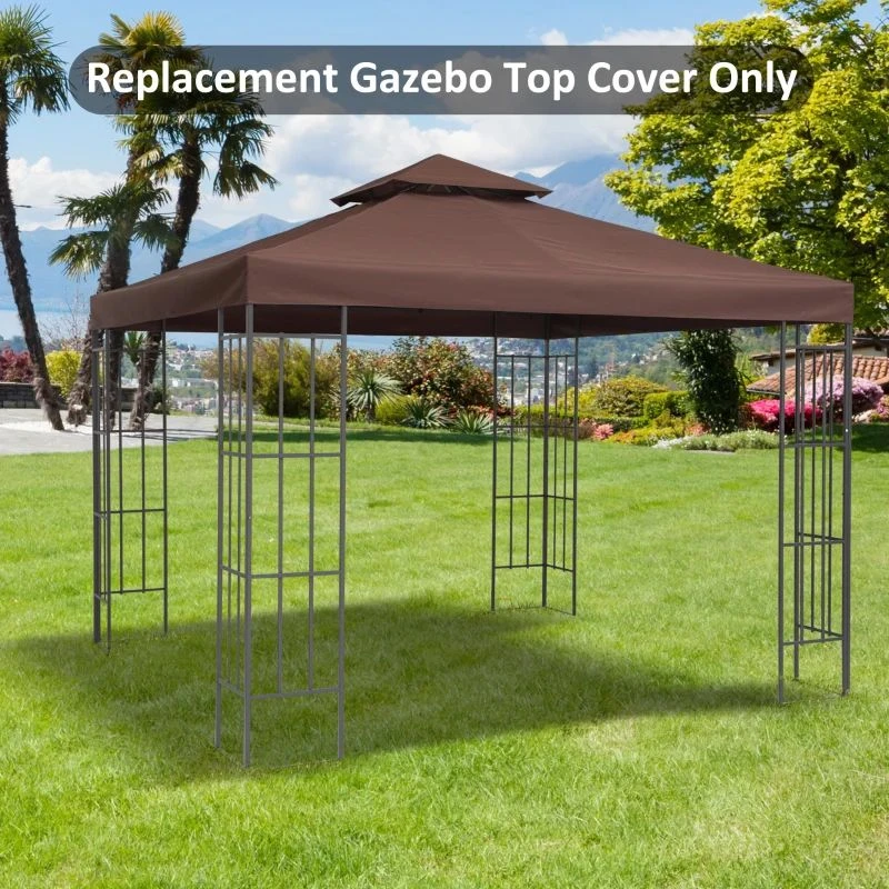 Outsunny 2 Tier Gazebo Replacement Canopy 3000x3000mm - Coffee - 84C-041 1 Outsunny 2 Tier Gazebo Replacement Canopy 3000x3000mm - Coffee - 84C-041
