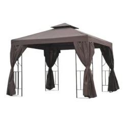 Outsunny 2 Tier Garden Gazebo With Curtains 3000x3000mm - Brown - 84C-043BN 19 Outsunny 2 Tier Garden Gazebo With Curtains 3000x3000mm - Brown - 84C-043BN -OUTSUNNY Sales Shop outsunny 84c 043bn 1