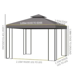 Outsunny 2 Tier Garden Gazebo With Curtains 3000x3000mm - Brown - 84C-043BN 18 Outsunny 2 Tier Garden Gazebo With Curtains 3000x3000mm - Brown - 84C-043BN -OUTSUNNY Sales Shop outsunny 84c 043bn 2