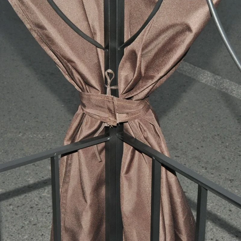 Outsunny 2 Tier Garden Gazebo With Curtains 3000x3000mm - Brown - 84C-043BN 4 Outsunny 2 Tier Garden Gazebo With Curtains 3000x3000mm - Brown - 84C-043BN - Image 4