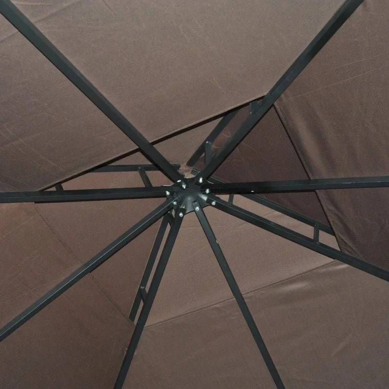 Outsunny 2 Tier Garden Gazebo With Curtains 3000x3000mm - Brown - 84C-043BN 3 Outsunny 2 Tier Garden Gazebo With Curtains 3000x3000mm - Brown - 84C-043BN - Image 3