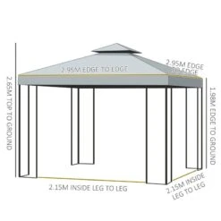 Outsunny 2 Tier Garden Gazebo With Curtains 3000x3000mm - Grey - 84C-043CG 19 Outsunny 2 Tier Garden Gazebo With Curtains 3000x3000mm - Grey - 84C-043CG -OUTSUNNY Sales Shop outsunny 84c 043cg 2