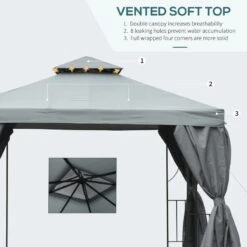Outsunny 2 Tier Garden Gazebo With Curtains 3000x3000mm - Grey - 84C-043CG 18 Outsunny 2 Tier Garden Gazebo With Curtains 3000x3000mm - Grey - 84C-043CG -OUTSUNNY Sales Shop outsunny 84c 043cg 3